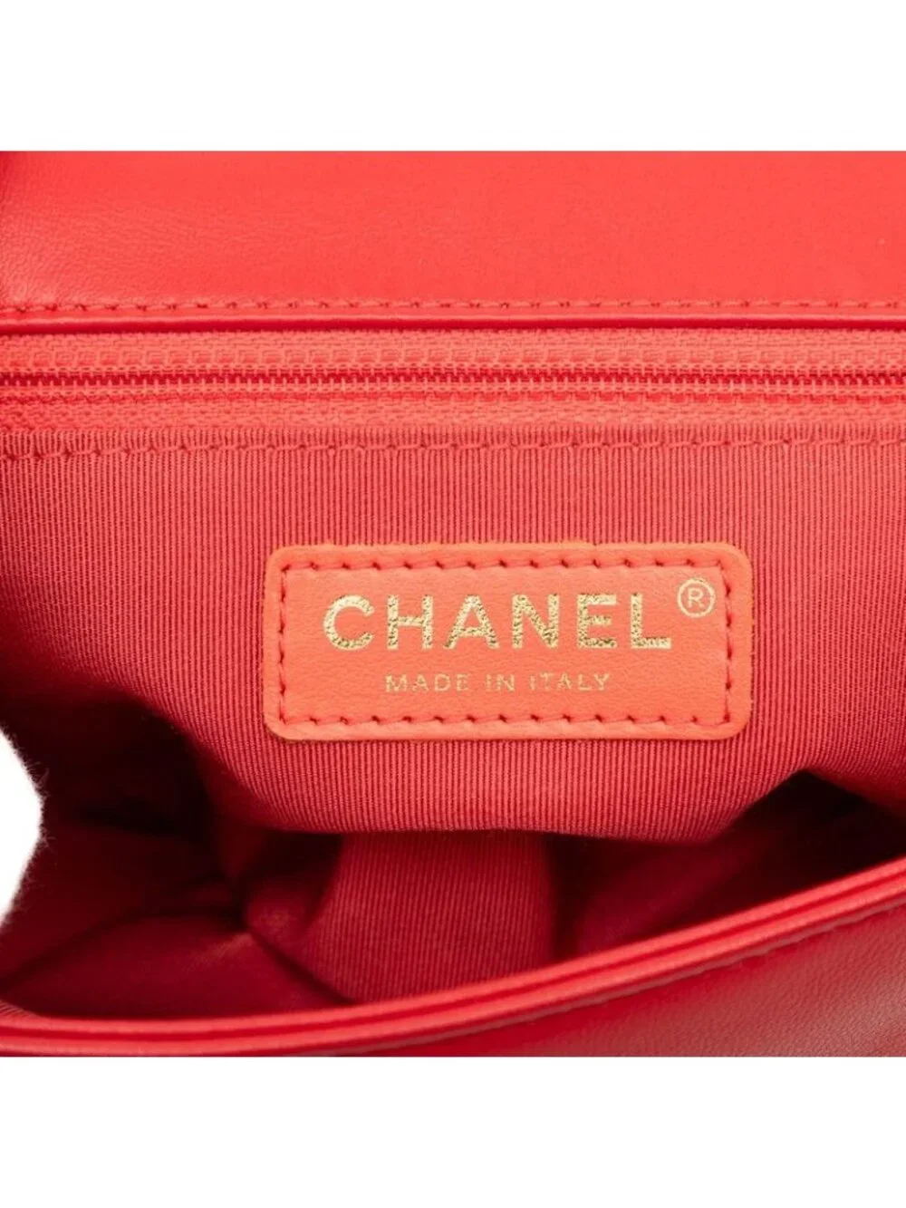 Chanel Quilted CC Logo Studs Chain Shoulder Bag Red Lambskin